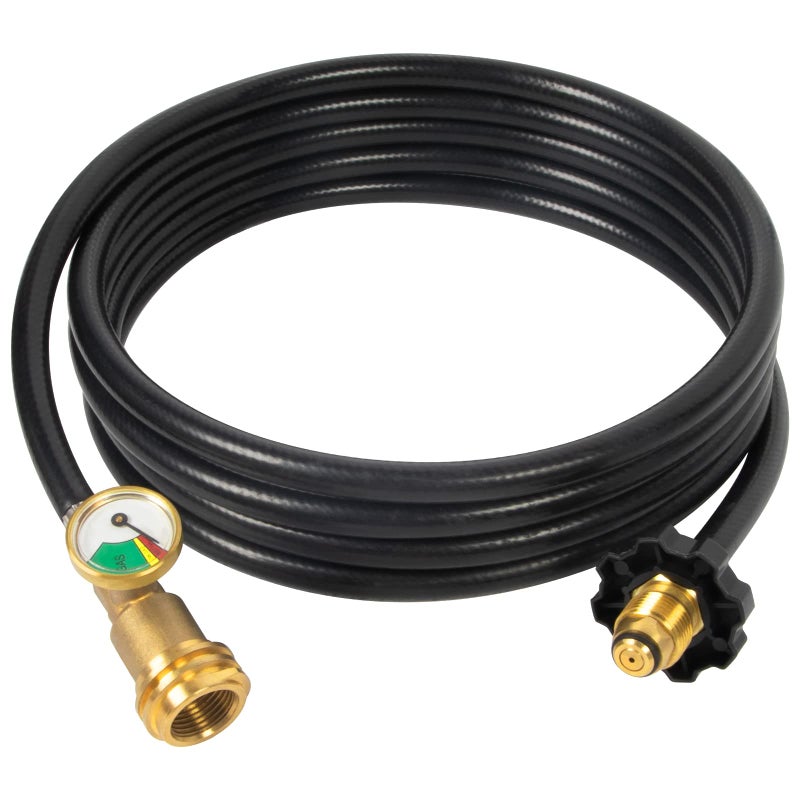 GASPRO 12 FT Propane Extension Hose with Gauge for 100lb Propane Tank, Also for RV, Gas Grill, Heater and Other Propane Appliances, QCC-1 to Standard P.O.L. - Image 1